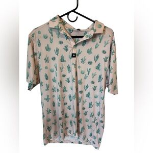 Cactus Print Men's Shirt - Pink and Green